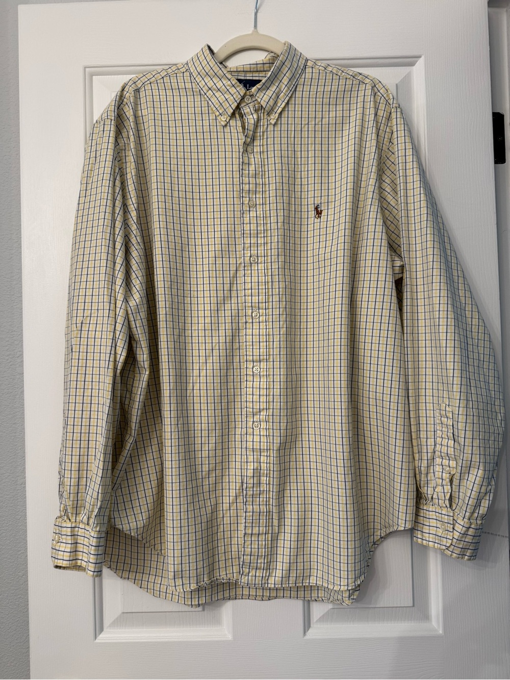 Ralph Lauren Yellow and Blue Checked Cotton Button-Down Shirt